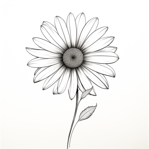 Minimalist daisy flower tattoo stencil