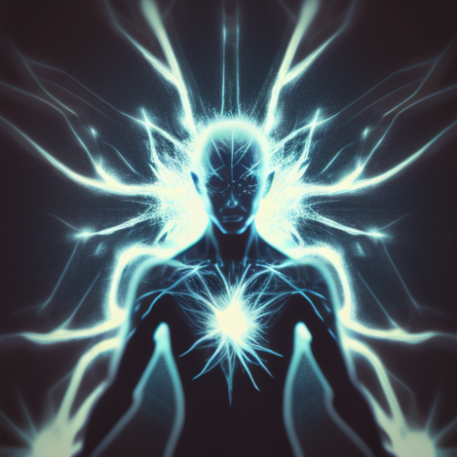 Person's damaged aura with spider-like entities