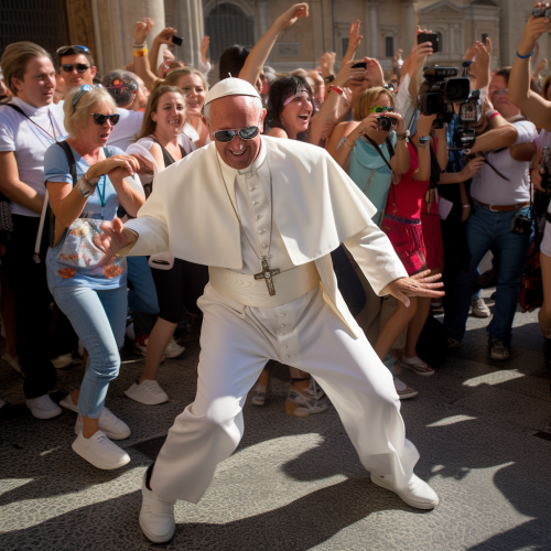Dancing Pope in Vatican with Ignoring Tourists