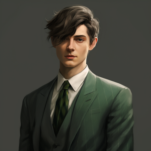 Stylish dandy in green suit