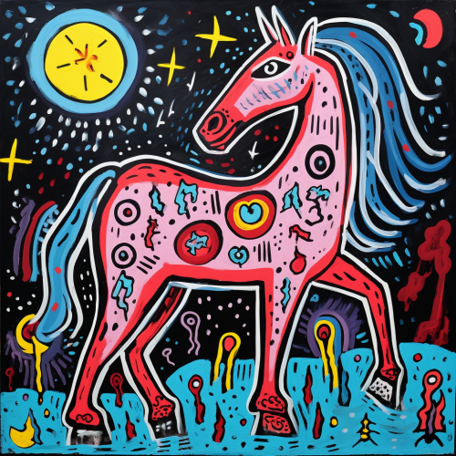 Unique Daniel Johnston horse artwork