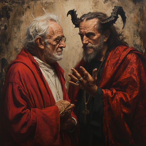 Danny Devito as Jesus, Arnold Schwartzeneggar as the Devil