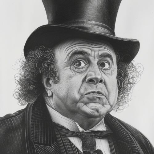 Danny Devito top hat suit drawing