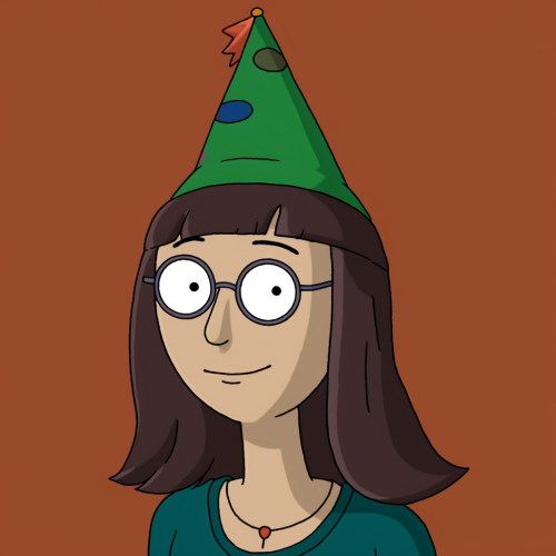 Cartoon image of Daria with party hat
