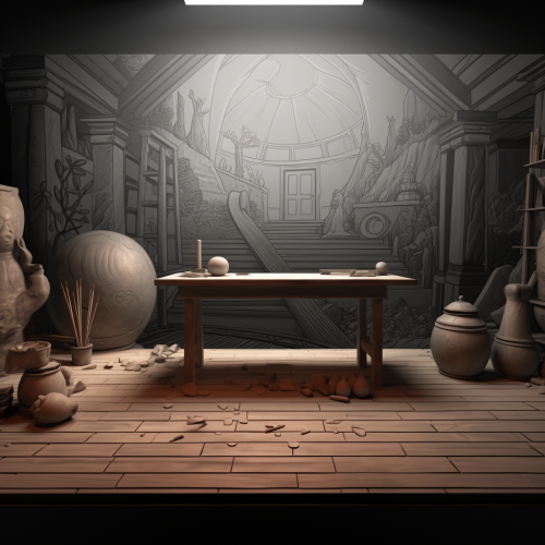 Dark attic with Greek mythology vase Dark attic with Greek mythology vase