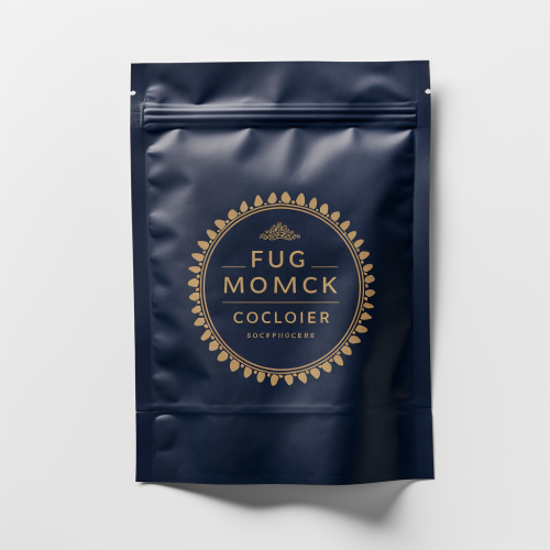 Dark blue coffee bag mockups on white background
