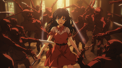 School girl protected from dark demons