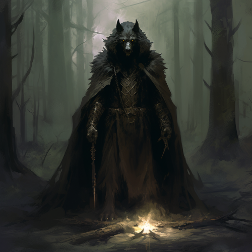 Dark Druid in Wolf Cloak - Fantasy Art