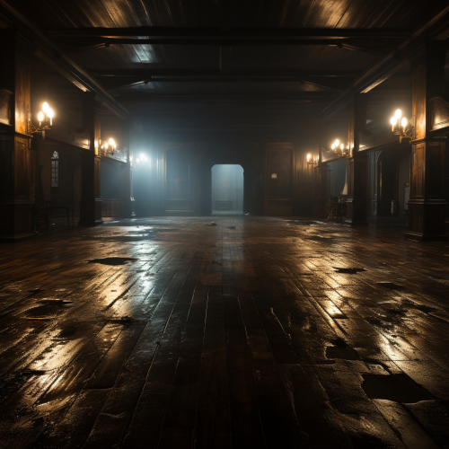 Dark empty room with indoor lighting