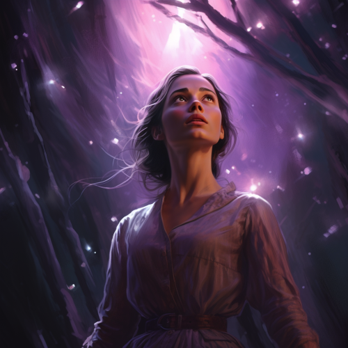 Dark Fantasy Movie Scene with Violet Light