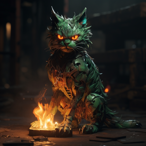 Cat with Scars and Green Hope