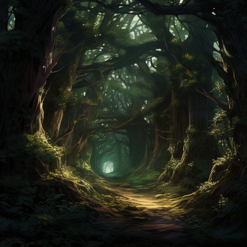 Enchanting forest with towering trees