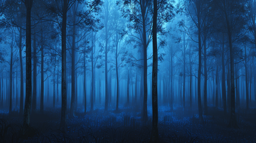 Dark Gloomy Forest Blue Tones