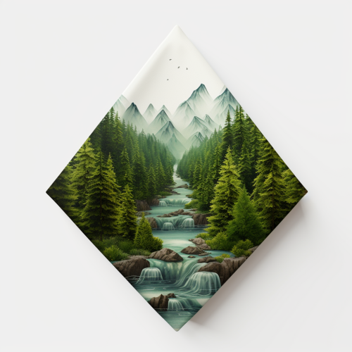 Triangular cone with forest and river