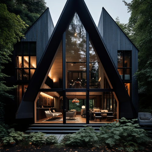 Various windows on a dark house