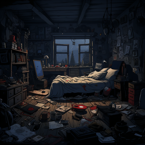 Dark Messy Depressive Bedroom Cartoon Comic
