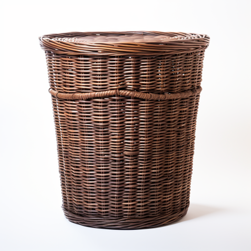 Dark Rattan Laundry Basket Storage Solution