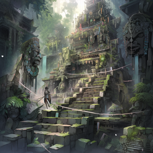 Ancient alien ziggurat in bamboo forest Ancient alien ziggurat in bamboo forest