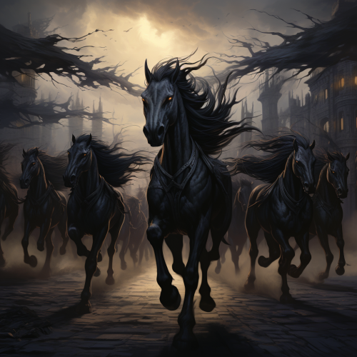 Dark Winged Horses Herd Picture