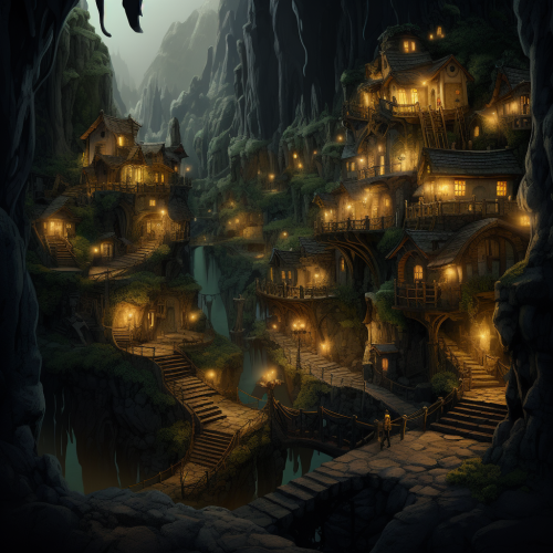 Stylistic landscape with cozy towns