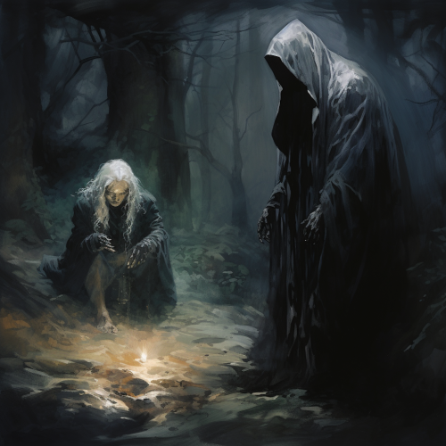 Man being corrupted by evil spirit