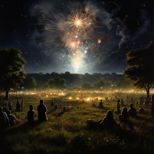 Spectacular Fireworks Lighting Up Dark Night