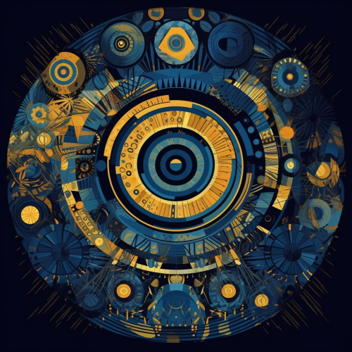 Dark psychedelic geometric universe with giant eye