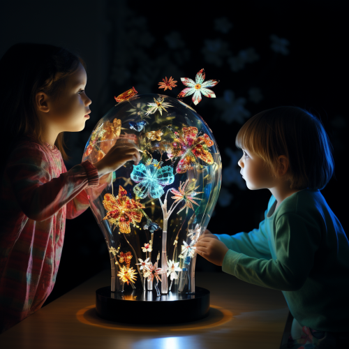 Kids enjoying kaleidoscope lens toy