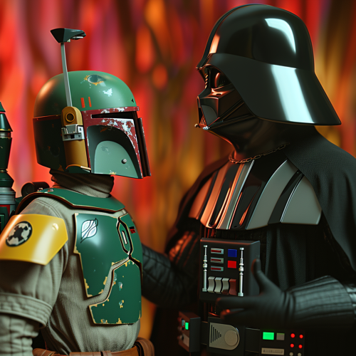 Darth Vader Police Chief Boba Fett 3D Caricature