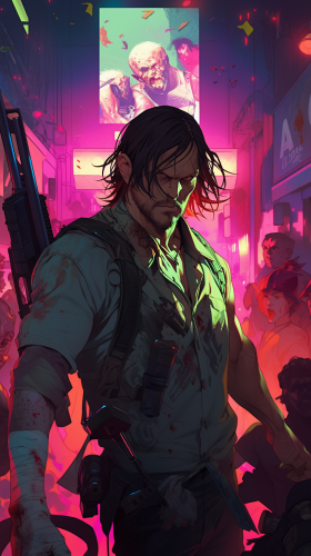 Daryl Dixon shooting zombies with dual revolvers