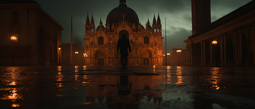 Reflection in Cathedral Silhouette Walking