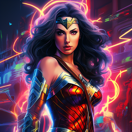 Wonder Woman in neon lights