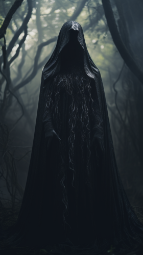 Scary death demon in black robe