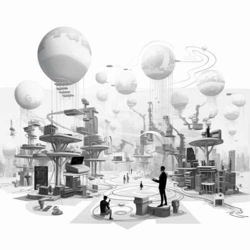 Representation of decentralization, finance, stock market in the metaverse