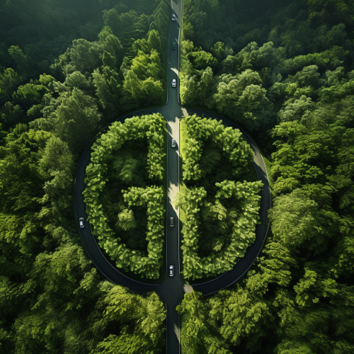 Bird's Eye View of Deciduous Forest Highway
