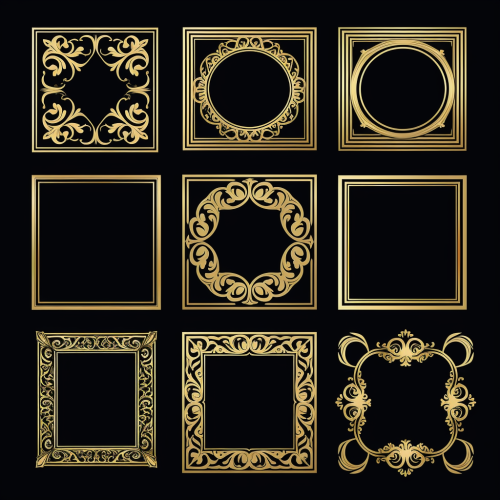 Vintage photo frame with floral corner design