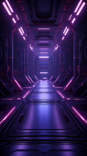 Beautiful deep dark ocean with purple and pink glows