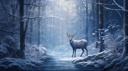 Beautiful deer in winter forest Beautiful deer in winter forest