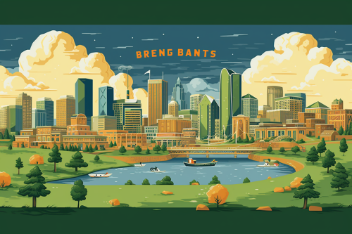 Illustration of Denver Broncos postcard