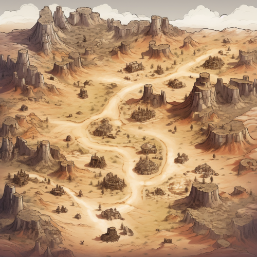 Desert battle map illustration