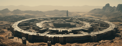 Aerial view of a magnificent desert city