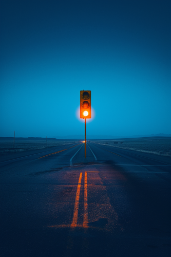 Desert Highway Traffic Light Eerie Symmetry Desert Highway Traffic Light Eerie Symmetry