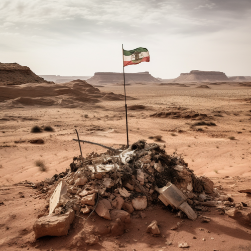 Flag of peace on desert hill