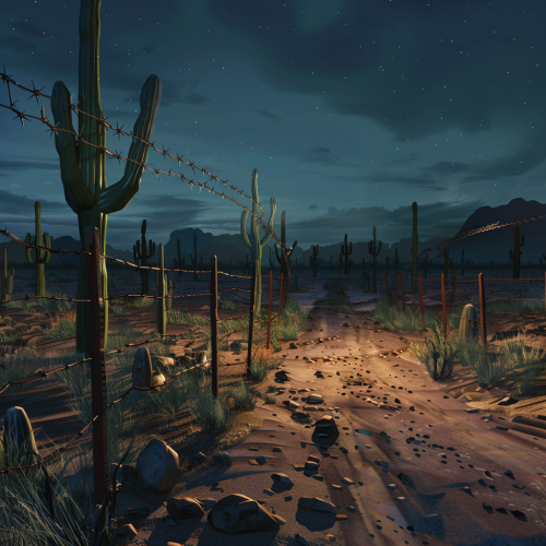 Desert wasteland dirt road cacti