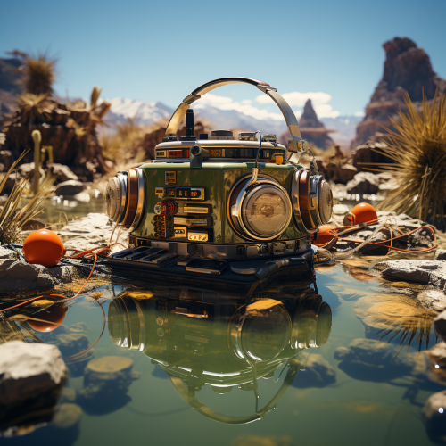 Submerged radio microphone in desert seabed