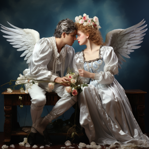 Surreal painting of deux anges amoureux Surreal painting of deux anges amoureux