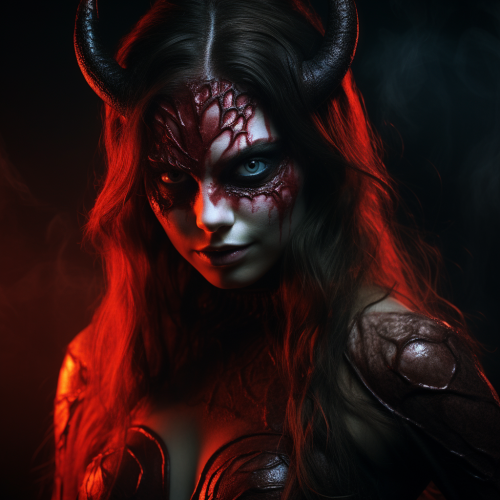 Glowing devil girl face portrait