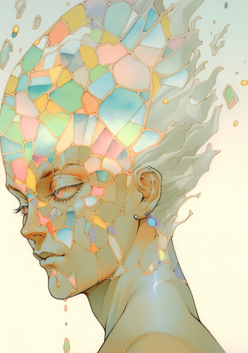 Diamond brain boy shining brightly with polygons