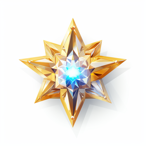 Illustration of Diamond and Gold Star in Cyberpunk Style