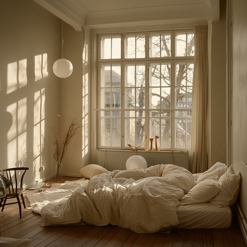 Danish Design Apartment Bedroom with Bed